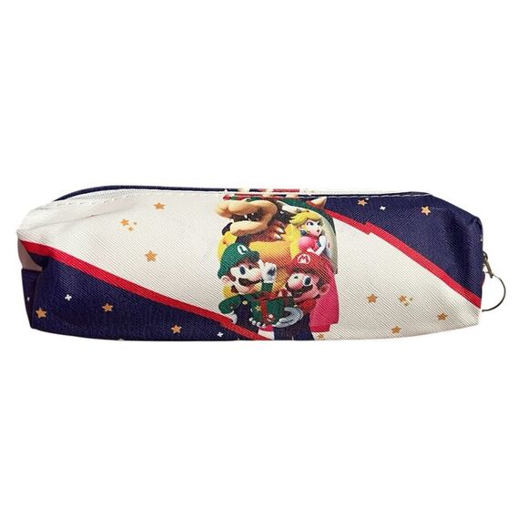 Super Mario Bros Other - Blue And White Mario Luigi Princess And Bowser Pencil Case